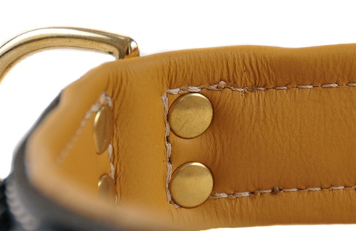 Soft Padded Leather Collar w/ Brass Rivets | Italian Tailor