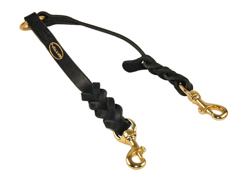 Leather Dog Lead Double Couplet Collar For Two Dogs 
